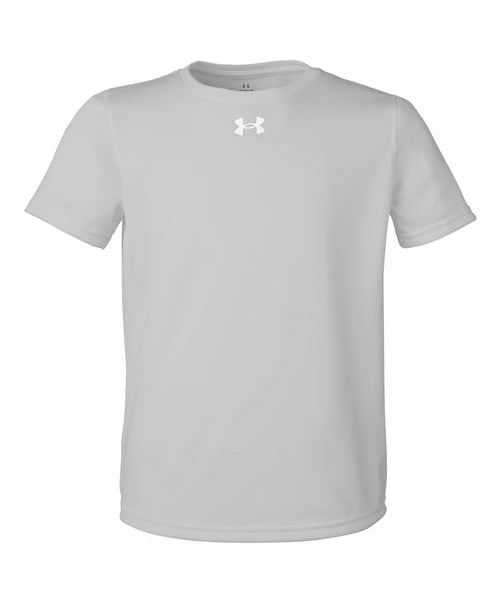 Ashwaubenon High School Football (Boys) - Mod Grey Light Heather/ White Youth Tech™ Team T-Shirt (model)