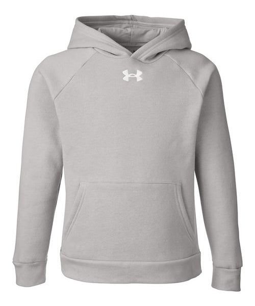 Ashwaubenon High School Football (Boys) - Mod Grey Light Heather/ White Youth Rival Fleece Hooded Sweatshirt (model)
