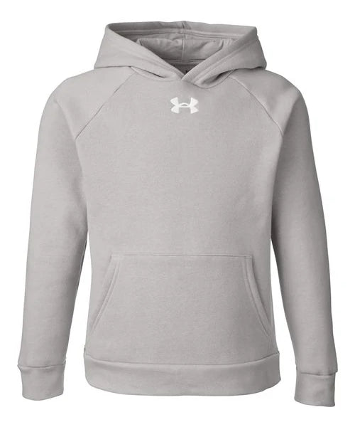 Ashwaubenon High School Football (Boys) - Mod Grey Light Heather/ White Youth Rival Fleece Hooded Sweatshirt (model)