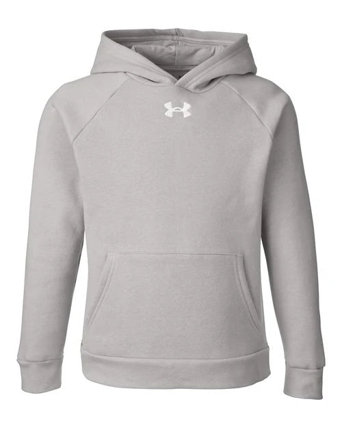 Ashwaubenon High School Football (Boys) - Mod Grey Light Heather/ White Youth Rival Fleece Hooded Sweatshirt (model)