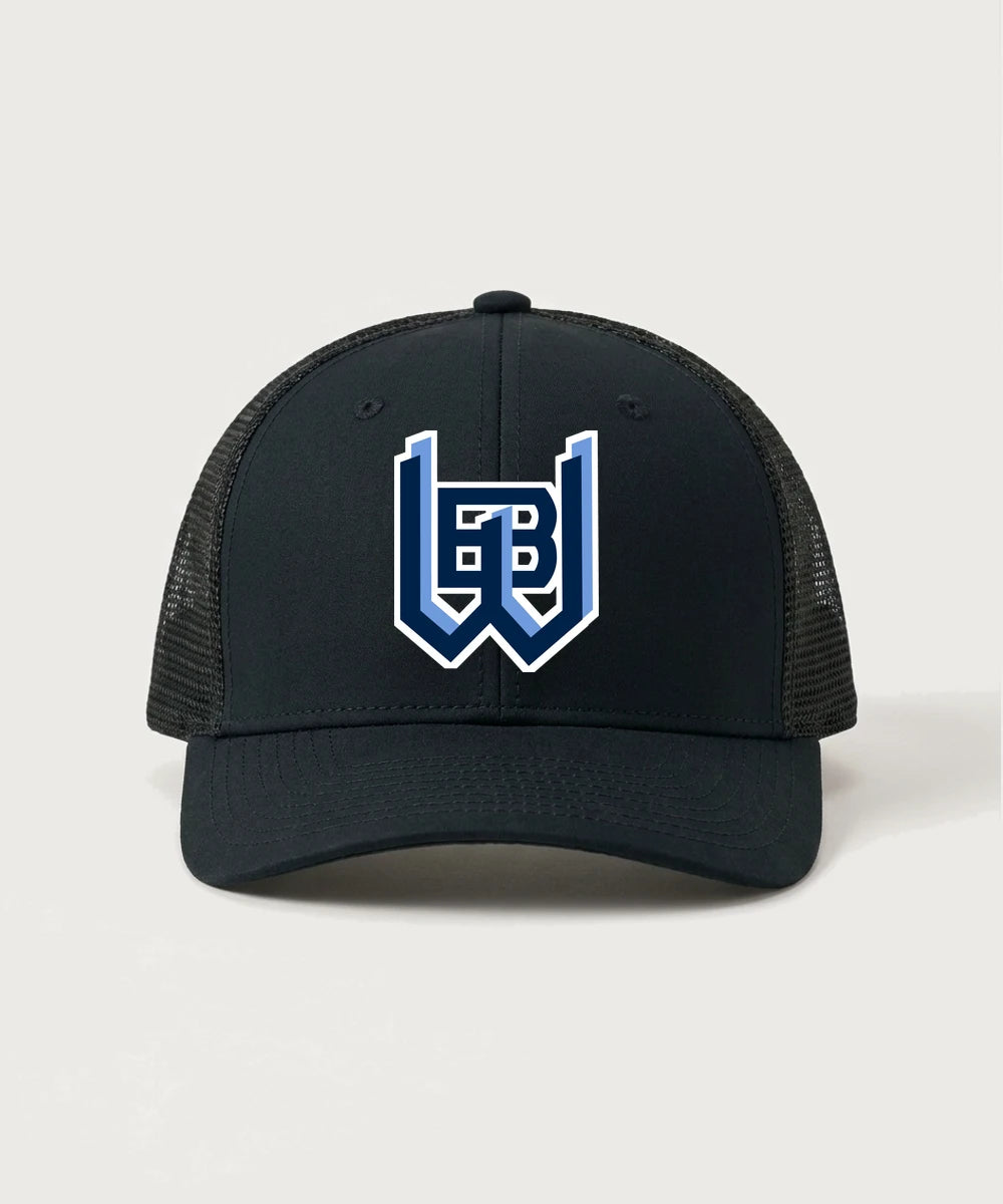 West Bend West High School Football - Black/ Black Sport-Tek Club Trucker Cap STC46