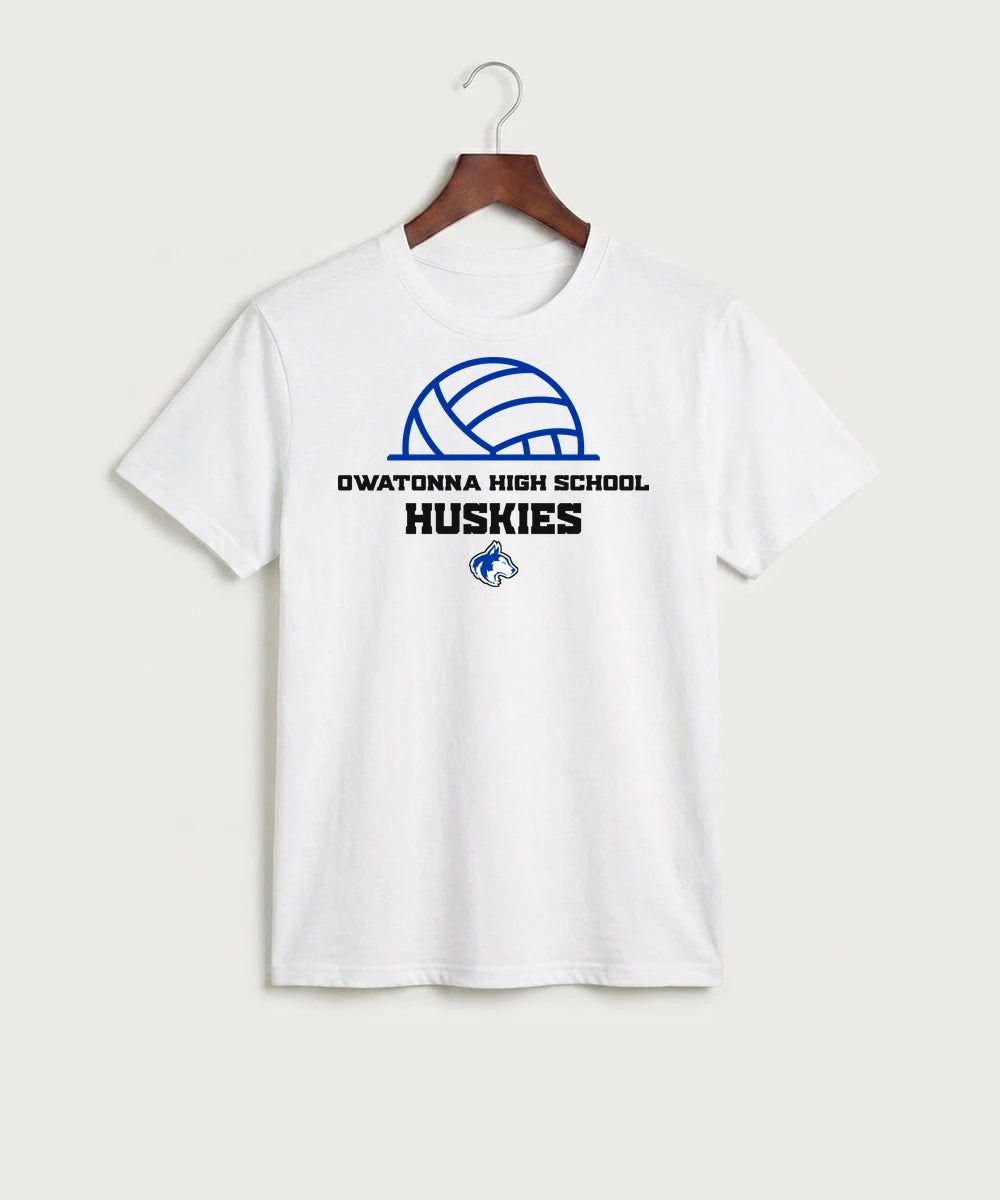 Owatonna High School Volleyball (Girls) - White Port & Co Core Cotton Tee. PC54