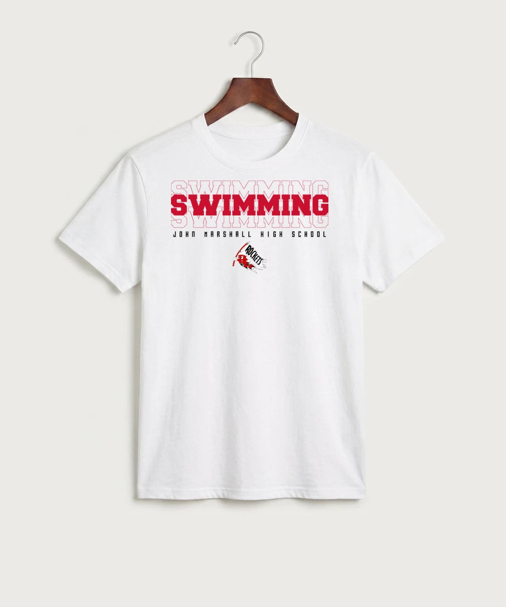 John Marshall High School Swimming (Girls) - White Port & Co Core Cotton Tee. PC54