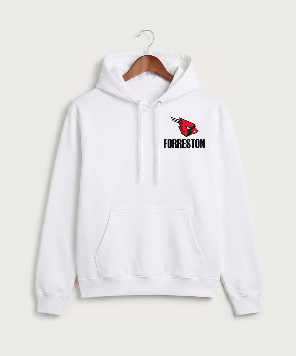 Forreston Basketball - White Port & Co Core Fleece Pullover Hooded Sweatshirt. PC78H
