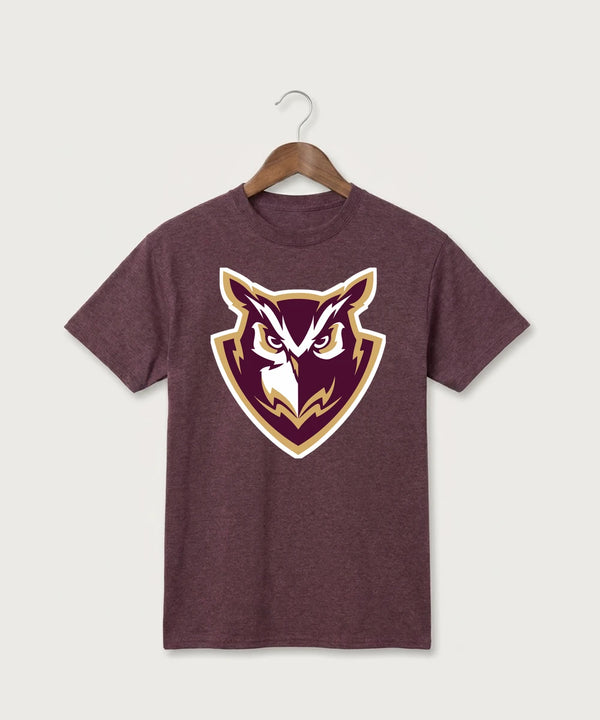 Hancock High School Football (Boys) - Heather Athletic Maroon Port & Co Core Cotton Tee. PC54
