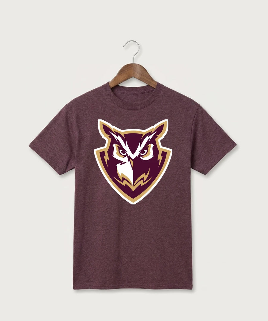 Hancock High School Football (Boys) - Heather Athletic Maroon Port & Co Core Cotton Tee. PC54