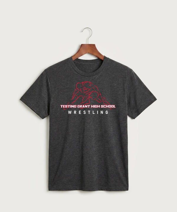 GF E2E Test 01 Wrestling - Black Heather Port & Co Core Cotton Tee. PC54