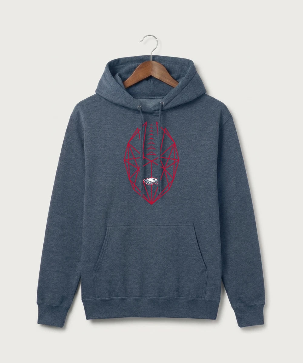 Pequot Lakes High School Football (Boys) - Heather Navy Port & Co Core Fleece Pullover Hooded Sweatshirt. PC78H