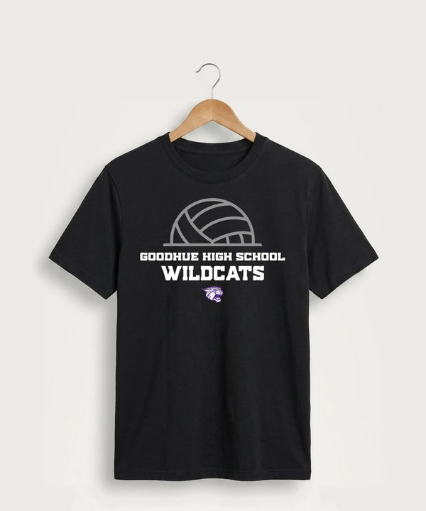 Goodhue High School Volleyball (Girls) - Jet Black Port & Co Core Cotton Tee. PC54