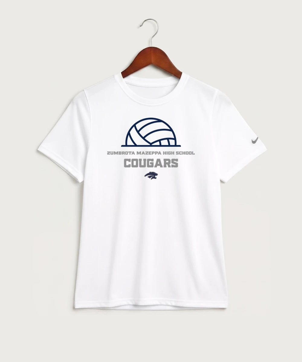 Zumbrota Mazeppa High School Volleyball (Girls) - White Nike Youth Swoosh Sleeve rLegend Tee NKDX8787