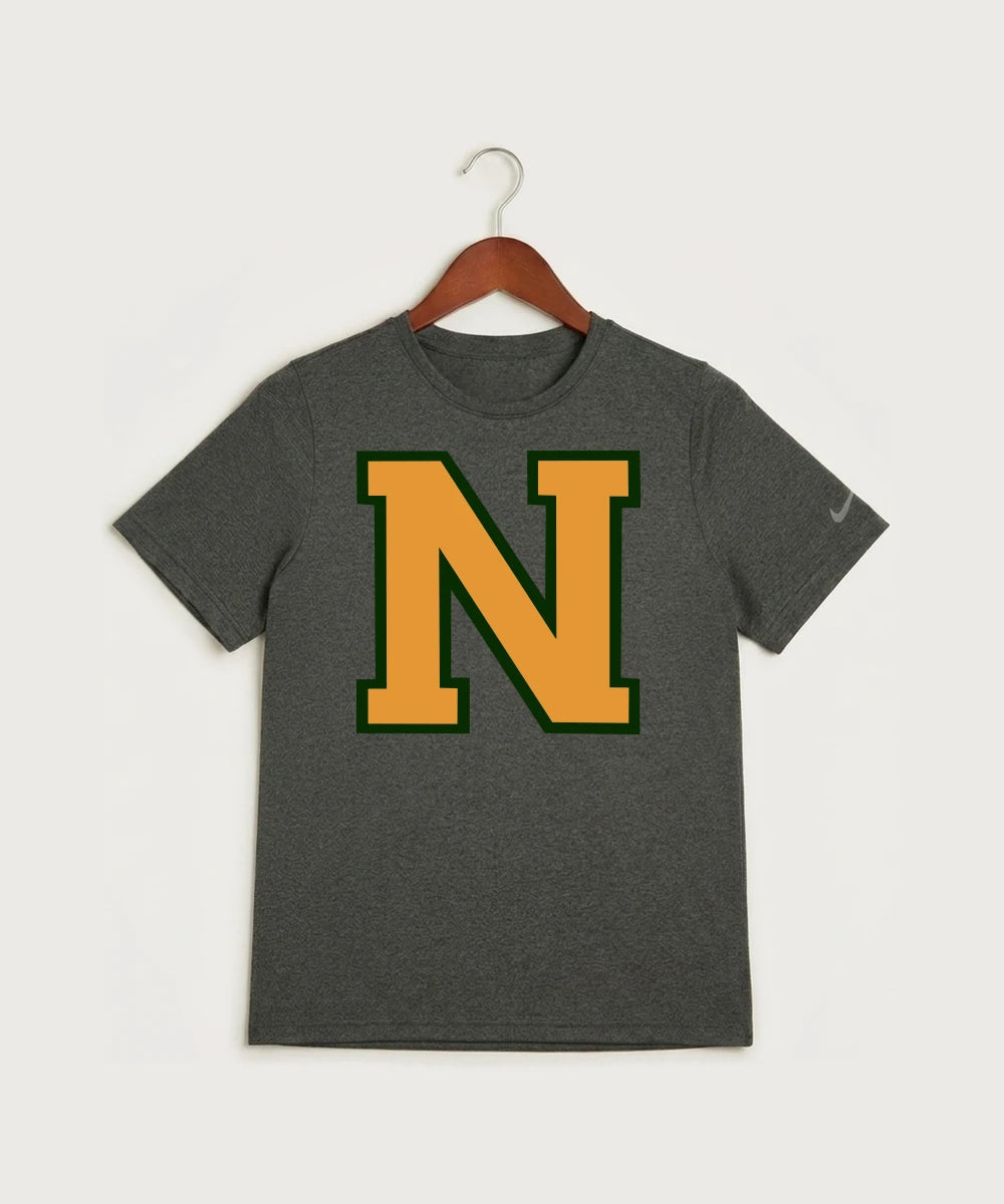 Nevis High School Volleyball (Girls) - Dark Smoke Heather Nike Youth Swoosh Sleeve rLegend Tee NKDX8787
