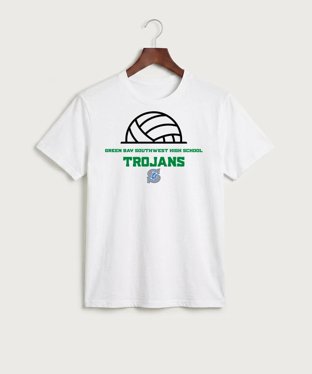 Green Bay Southwest High School Volleyball (Girls) - White Port & Co Core Cotton Tee. PC54