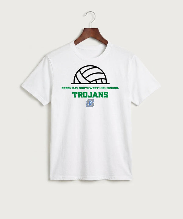 Green Bay Southwest High School Volleyball (Girls) - White Port & Co Core Cotton Tee. PC54