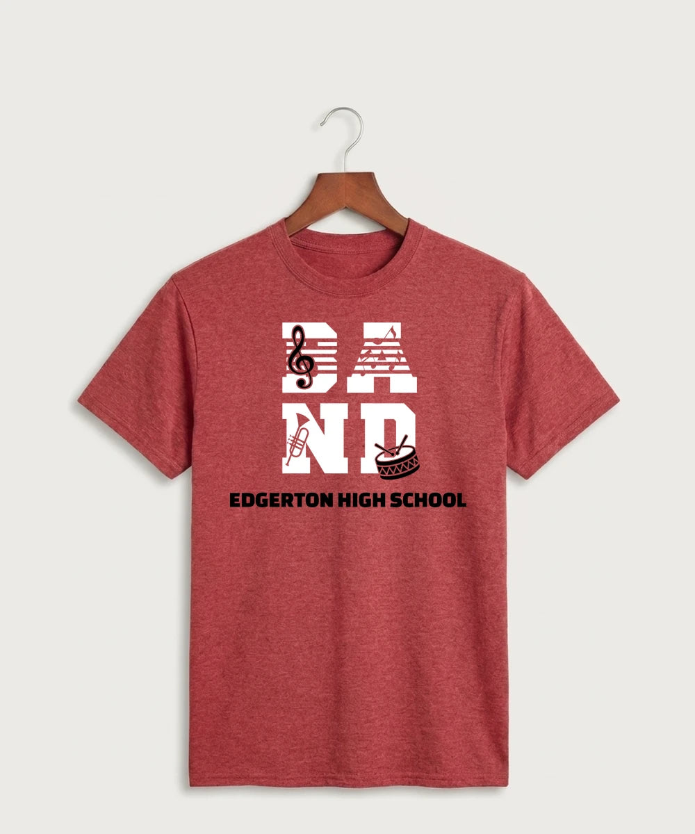 Edgerton High School Band Team Store - Heather Red Port & Co Core Cotton Tee. PC54
