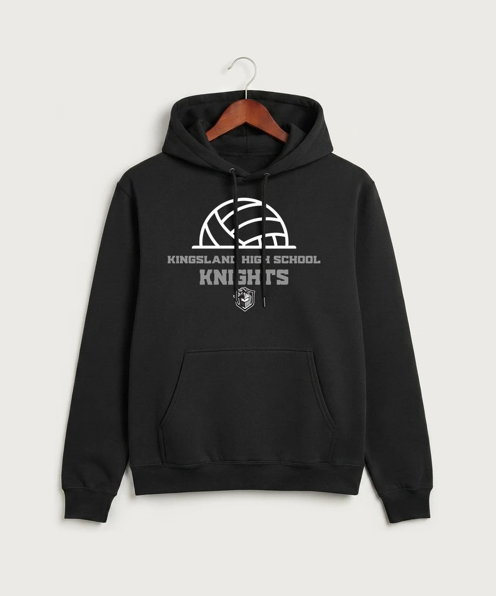 Kingsland High School Volleyball (Girls) - Jet Black Port & Co Core Fleece Pullover Hooded Sweatshirt. PC78H