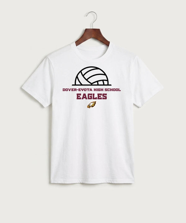 Dover-Eyota High School Volleyball (Girls) - White Port & Co Core Cotton Tee. PC54
