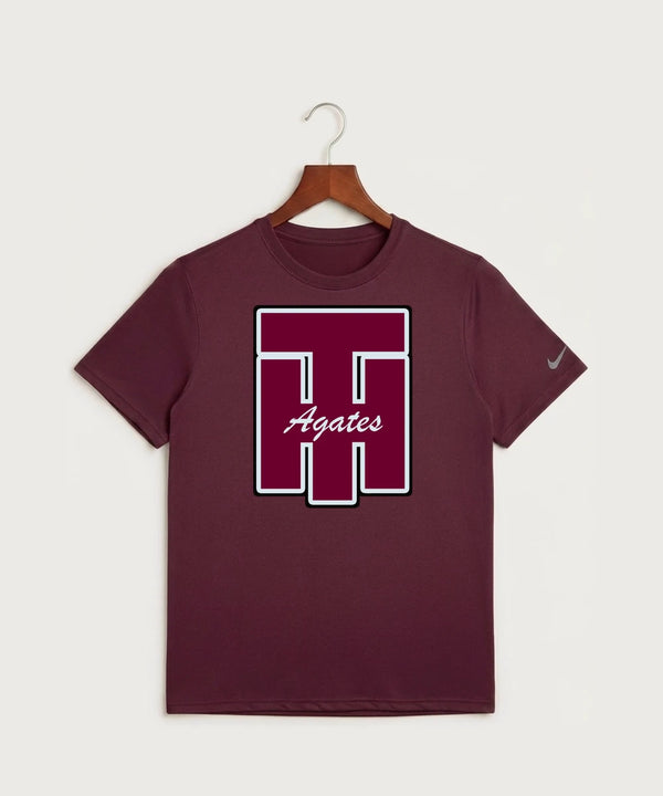 Two Harbors High School Football (Boys) - Deep Maroon Nike Swoosh Sleeve rLegend Tee NKDX8730