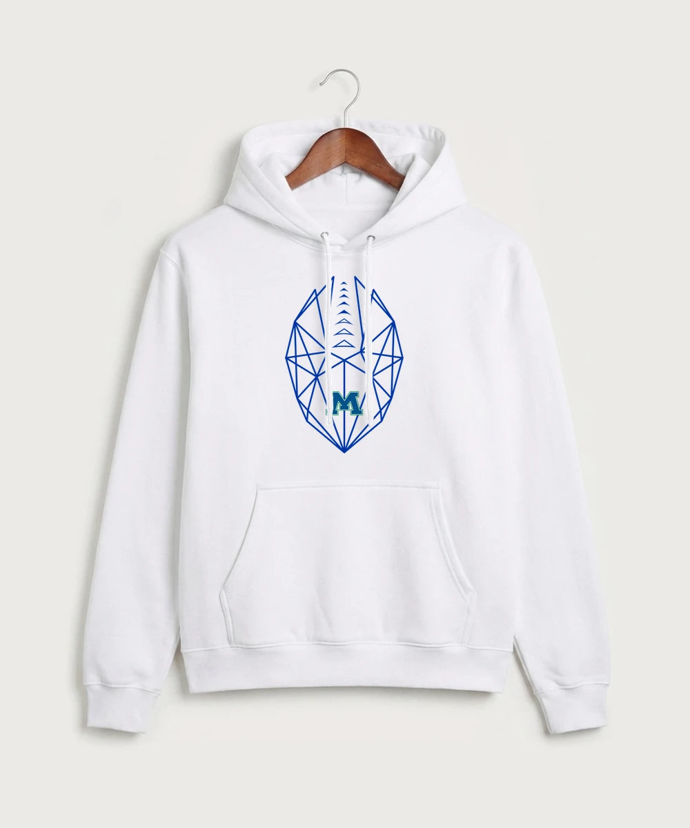 Minnewaska Area High School Football (Boys) - White Port & Co Core Fleece Pullover Hooded Sweatshirt. PC78H