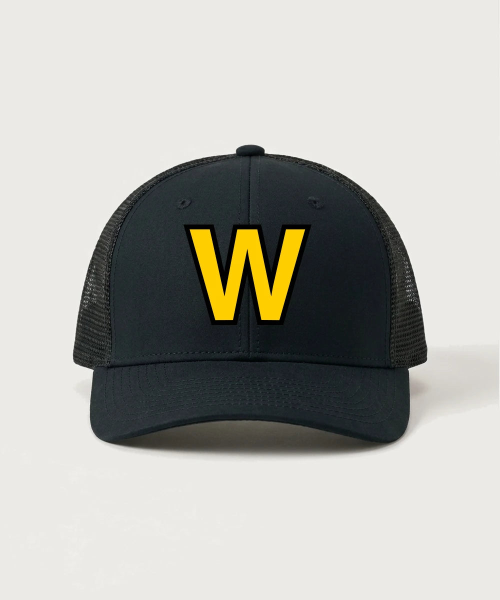 Warroad High School Football (Boys) - Black/ Black Sport-Tek Club Trucker Cap STC46
