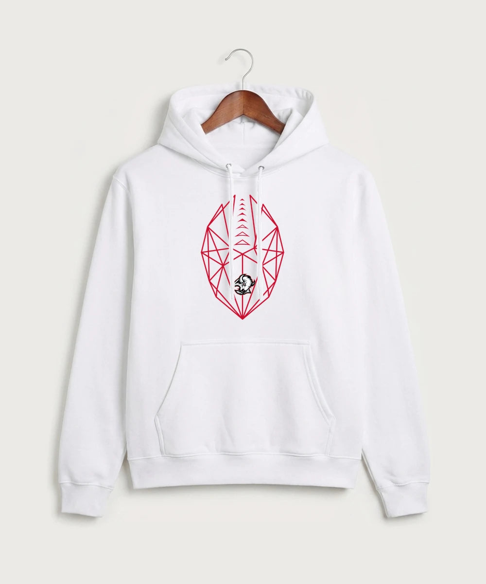 Buffalo High School Football (Boys) - White Port & Co Core Fleece Pullover Hooded Sweatshirt. PC78H