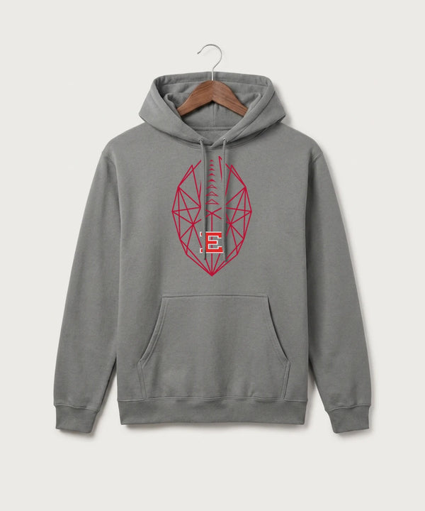 Duluth East High School Football (Boys) - Medium Grey Port & Co Core Fleece Pullover Hooded Sweatshirt. PC78H