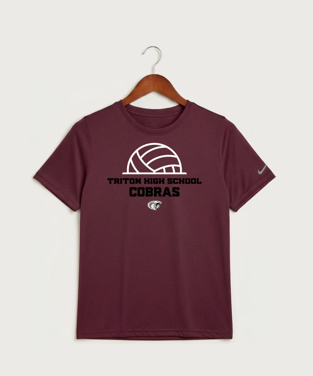 Triton High School Volleyball (Girls) - Deep Maroon Nike Youth Swoosh Sleeve rLegend Tee NKDX8787