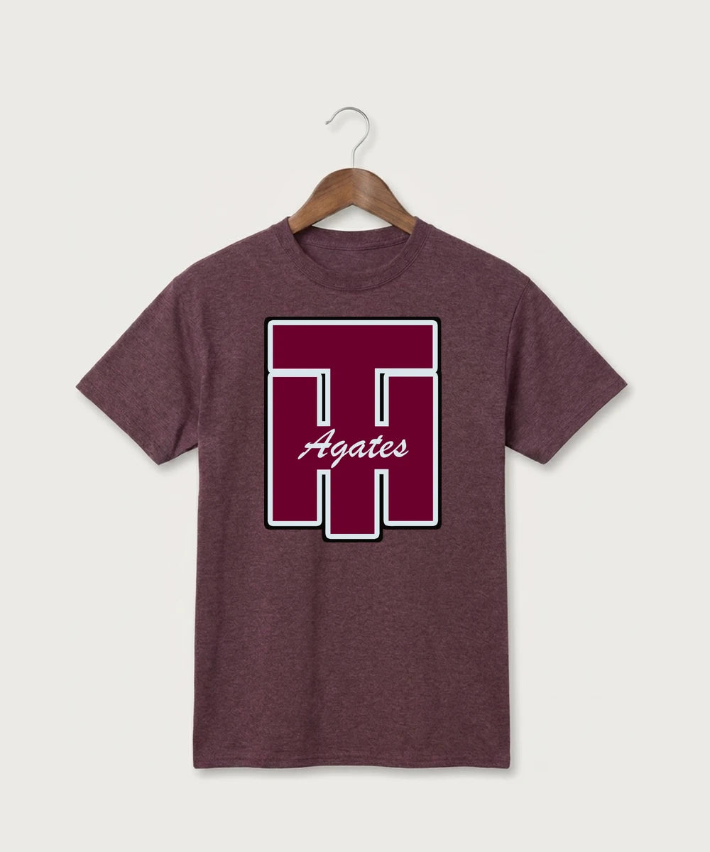 Two Harbors High School Football (Boys) - Heather Athletic Maroon Port & Co Core Cotton Tee. PC54