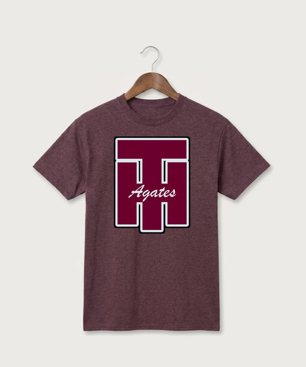 Two Harbors High School Football (Boys) - Heather Athletic Maroon Port & Co Core Cotton Tee. PC54