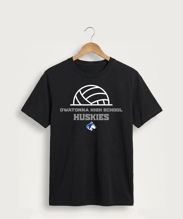 Owatonna High School Volleyball (Girls) - Jet Black Port & Co Core Cotton Tee. PC54