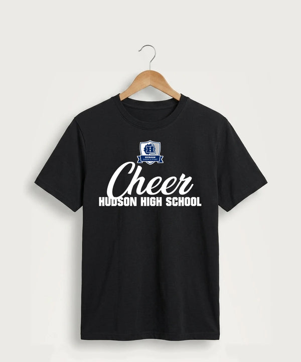 Hudson Cheer & Stunt - Jet Black Port & Co Core Cotton Tee. PC54