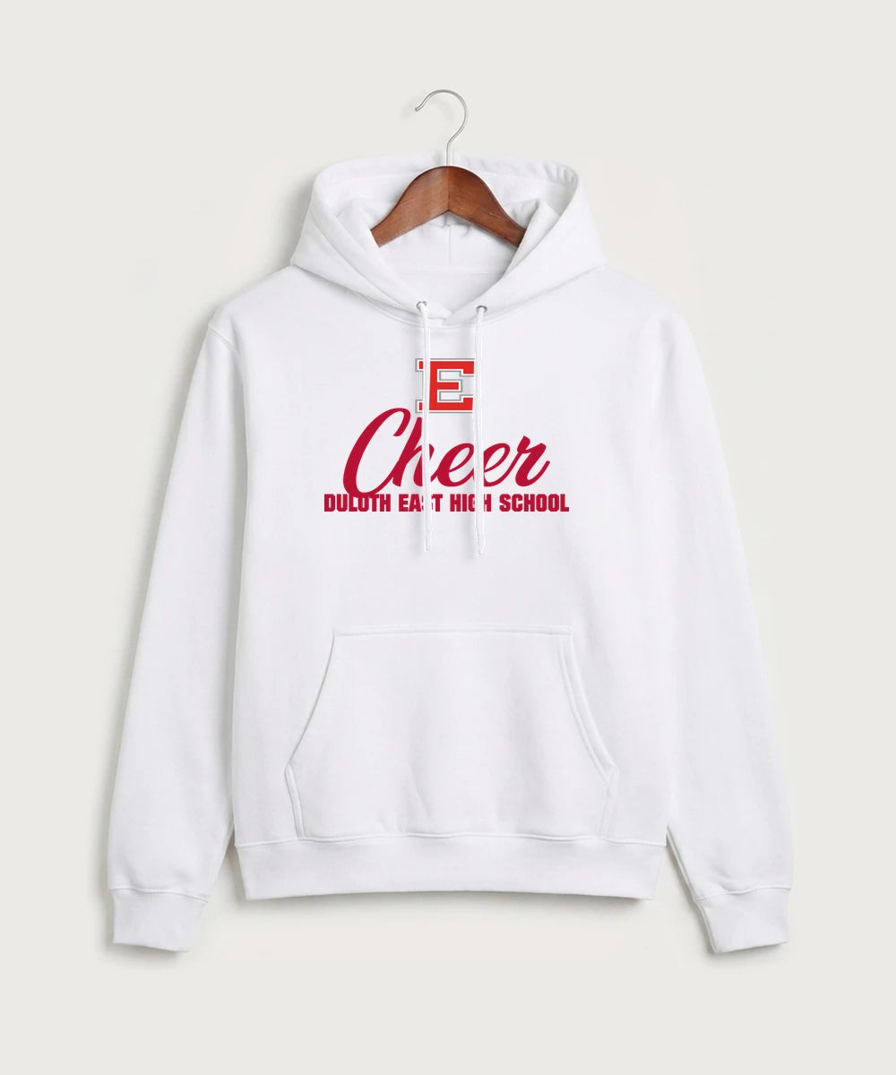 Duluth East High School Cheer (Coed) - White Port & Co Core Fleece Pullover Hooded Sweatshirt. PC78H
