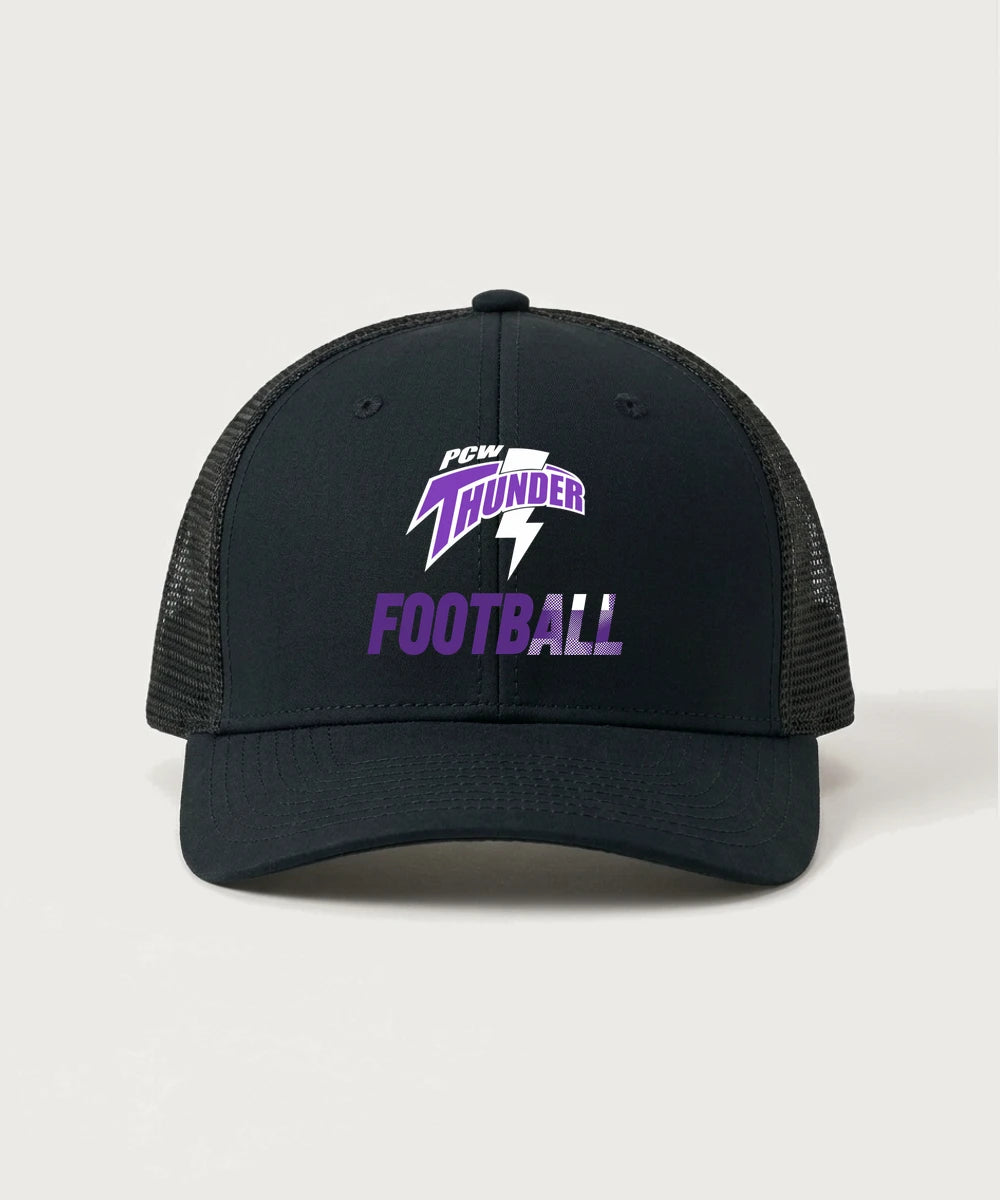 Polk County West Football (Boys) - Black/ Black Sport-Tek Club Trucker Cap STC46