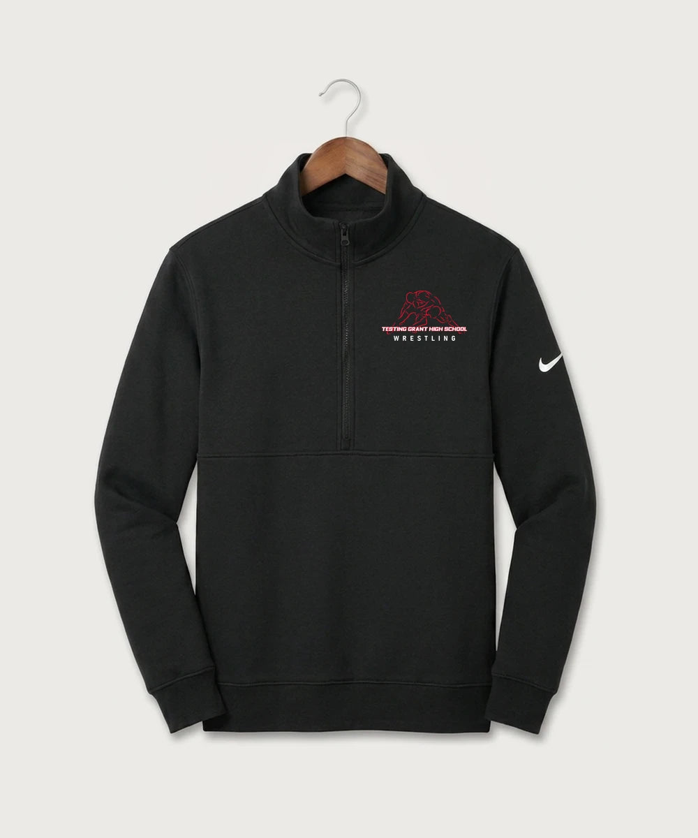 GF E2E Test 01 Wrestling - Black Nike Club Fleece Sleeve Swoosh 1/2-Zip NKDX6718