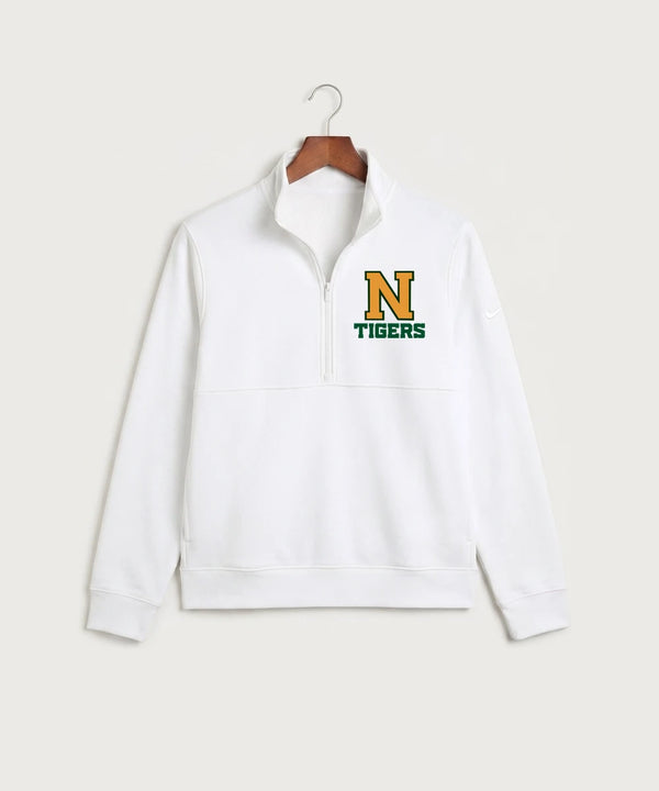 Nevis High School Volleyball (Girls) - White Nike Club Fleece Sleeve Swoosh 1/2-Zip NKDX6718