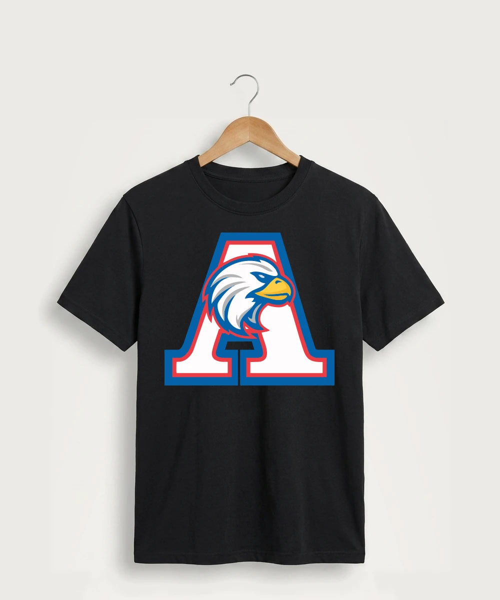 Apollo High School Football (Boys) - Jet Black Port & Co Core Cotton Tee. PC54