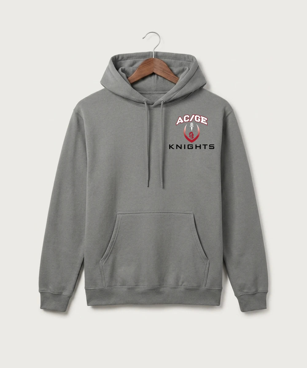 Alden-Conger-Glenville Emmons High School Football (Boys) - Medium Grey Port & Co Core Fleece Pullover Hooded Sweatshirt. PC78H