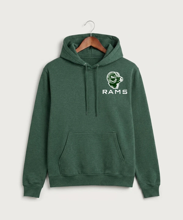Roseau High School Football (Boys) - Forest Green Heather Port & Co Core Fleece Pullover Hooded Sweatshirt. PC78H