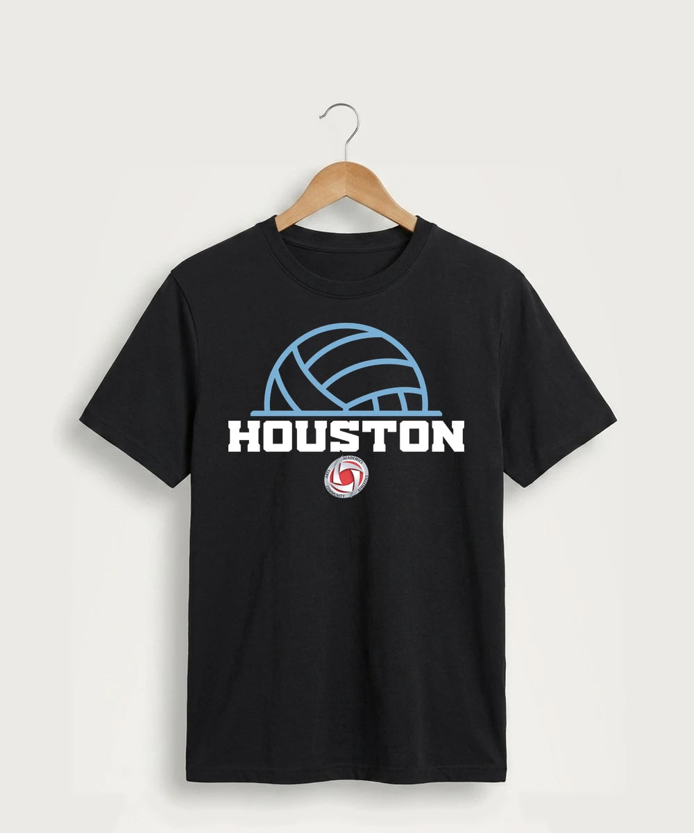 Houston Volleyball - Jet Black Port & Co Core Cotton Tee. PC54