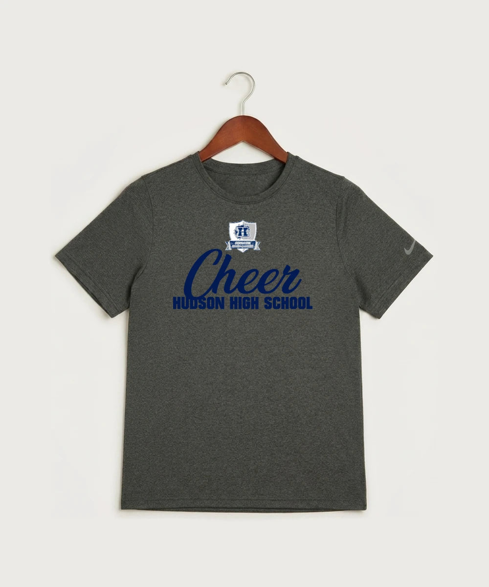 Hudson Cheer & Stunt - Dark Smoke Heather Nike Youth Swoosh Sleeve rLegend Tee NKDX8787