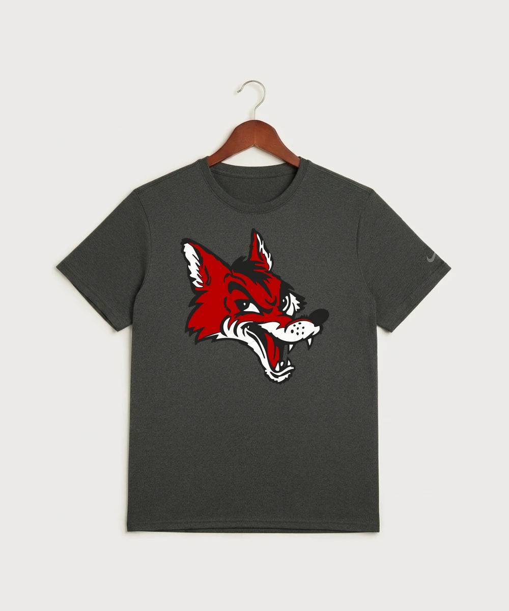 Ely Memorial High School Volleyball (Girls) - Dark Smoke Heather Nike Swoosh Sleeve rLegend Tee NKDX8730