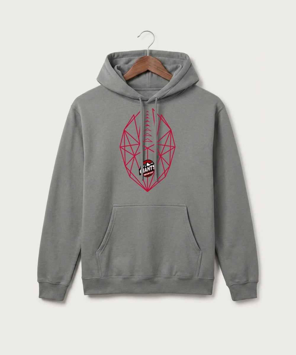 Mesabi East High School Football (Boys) - Medium Grey Port & Co Core Fleece Pullover Hooded Sweatshirt. PC78H