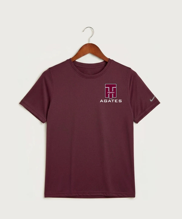 Two Harbors High School Football (Boys) - Deep Maroon Nike Youth Swoosh Sleeve rLegend Tee NKDX8787