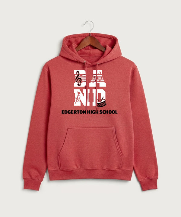 Edgerton High School Band Team Store - Heather Red Port & Co Core Fleece Pullover Hooded Sweatshirt. PC78H
