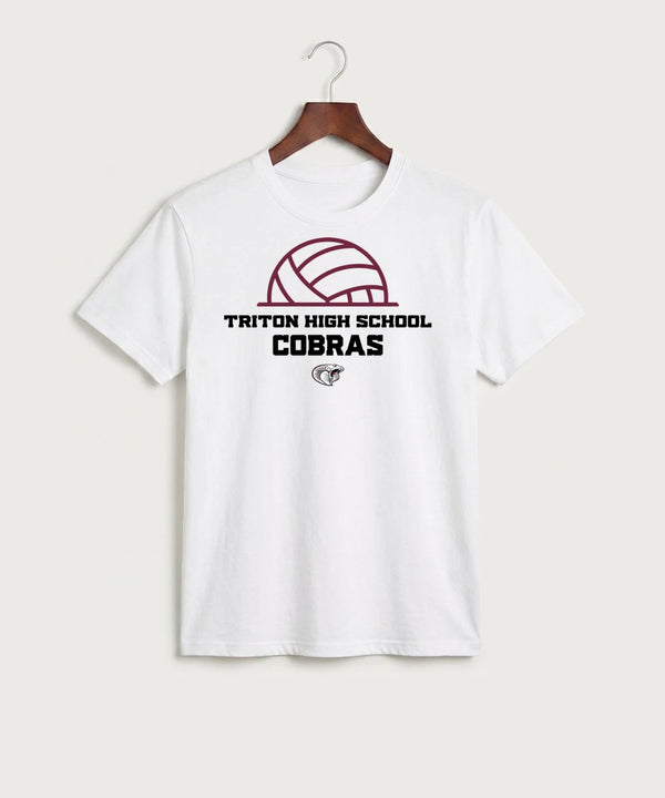 Triton High School Volleyball (Girls) - White Port & Co Core Cotton Tee. PC54