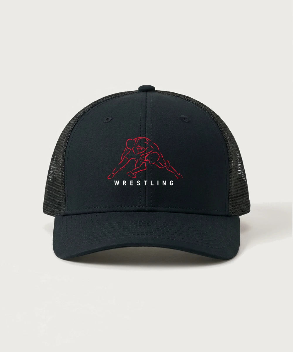 Forreston Wrestling - Black/ Black Sport-Tek Club Trucker Cap STC46
