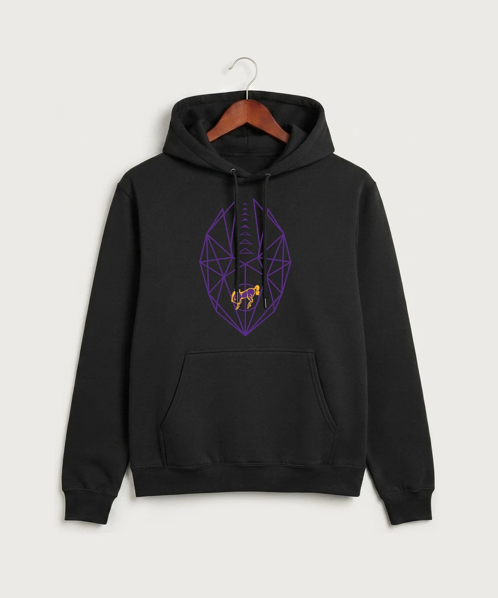 International Falls High School Football (Boys) - Jet Black Port & Co Core Fleece Pullover Hooded Sweatshirt. PC78H