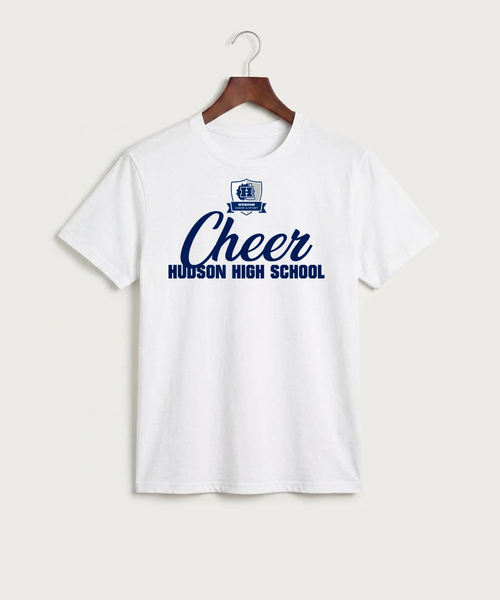 Hudson Cheer & Stunt - White Port & Co Core Cotton Tee. PC54