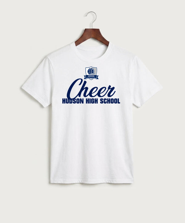 Hudson Cheer & Stunt - White Port & Co Core Cotton Tee. PC54