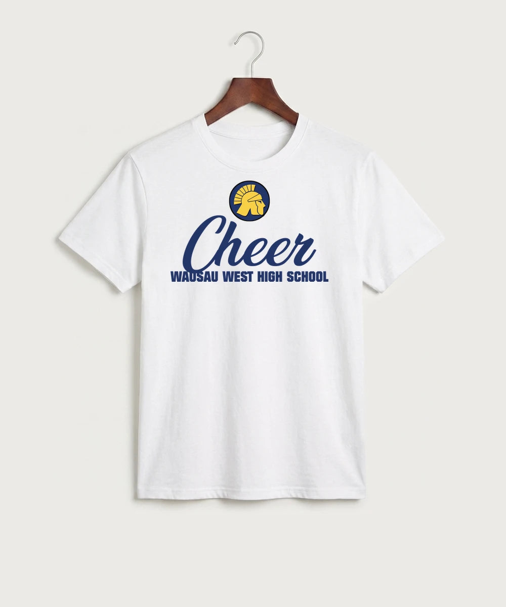 Wausau West High School Cheer - White Port & Co Core Cotton Tee. PC54