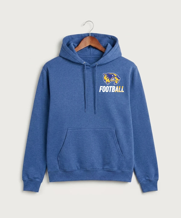 Wadena Deer Creek High School Football (Boys) - Heather Royal Port & Co Core Fleece Pullover Hooded Sweatshirt. PC78H